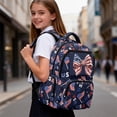 thumbnail image 4 of KEIAHUAN Patriotic Bow Boys Backpack, Fits 14 Inch Laptop with Dual Stretch Side Pockets, Large Capacity 17 Inch Student Backpack for Girls Kids Daily Back to School Use, 4 of 7