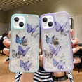 thumbnail image 4 of Compatible with iPhone 15 Plus Butterfly Case Cute Bling Glitter Stars Transparent Clear Design Girly Women Girls Soft TPU Lens Protection Luxury Shockproof Shockproof Cover, Blue, 4 of 14