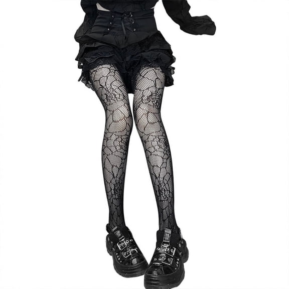 TINYSOME Gothic Women Black Mesh Fishnet Pantyhose Spider Web Patterned Tights Stockings