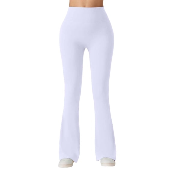 KHONTS Women's Yoga Pants Bootcut Leggings High Waisted Workout Tummy Control Flare Pants Lifting Stretchy Athletic Trousers Purple S