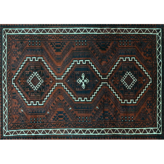 Ahgly Company Indoor Rectangle Persian Light Blue Traditional Area Rugs, 7' x 9'