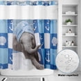 thumbnail image 2 of No Hook Shower Curtain, Funny Elephant Shower Curtains for Bathroom with See Through Top Window, Cute Art Modern Lovely Animals on Showering Waterproof & Washable Bath Curtain Long 72"x78", 2 of 9