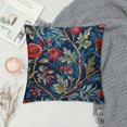thumbnail image 2 of Nawypu  Navy Blue and Red Floral Cushion Cover Botanical Burgundy Gold Olive Flower Sofa Pillow Cover Japanese Chinoiserie Accent Pillow for Living Room Bedroom, 2 of 5