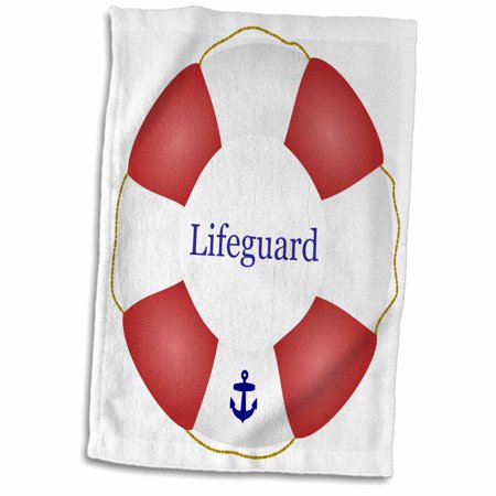 3dRose Lifeguard lifesaver Swimming pool life saver preserver - sea beach life guard red and white float - Towel  15 by 22-inch