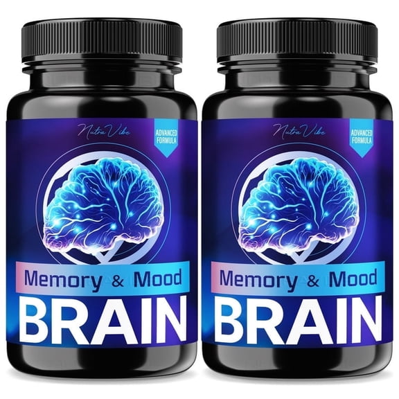 (2 Pack) Memory & Mood Brain Capsules – Clean Daily Formula with Ingredients to Help Support Concentration, Cognitive Recall & Everyday Focus | Just 2 Easy-to-Swallow Pills a Day (120 Capsules)