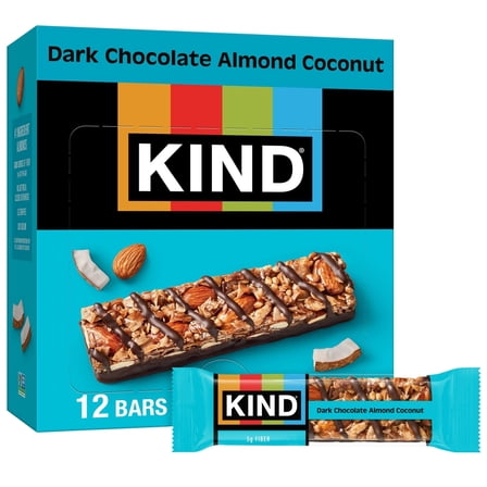 KIND Dark Chocolate Almond Coconut Bars – 12ct, 1.4 oz Each (16.8 oz Total), 5g Fiber, Gluten-Free Nut & Coconut Snack Bars