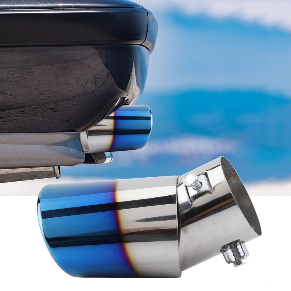 OTVIAP Chrome Blue Stainless Steel Universal Car Curved Exhaust Pipe