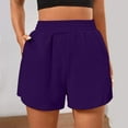 thumbnail image 2 of WTXUE Shorts for Women, Running Casual Elastic High Waisted Athletic Shorts Baggy Fleece Shorts with Straight-Leg Elastic Waistband Baggy Fit Elastic Band Activewear Short, Purple, 2 of 8