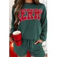 thumbnail image 2 of Women's Evergreen Corded MERRY Long Sleeve Graphic Top and Shorts Set - [ZhiHiMeRi] | (US 20-22)2XL, 2 of 6