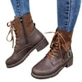 thumbnail image 3 of Audeban Ladies Womens Military Boots Army Combat Ankle Lace Up Flat Biker Zip Shoes, 3 of 6