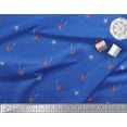 thumbnail image 3 of Soimoi Blue Cotton Voile Fabric Stars & Violin Musical Instrument Print Fabric by the Yard 42 Inch Wide, 3 of 3