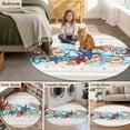 thumbnail image 6 of 3.3ft Round Rug, Blue Starfish Beach Non-Skid Rubber Backing Large Area Rugs - Living Room Bedroom Home Office, Summer Coral Conch Coastal Retro Beige Indoor Floor Mat Carpets Washable Rug, 6 of 9
