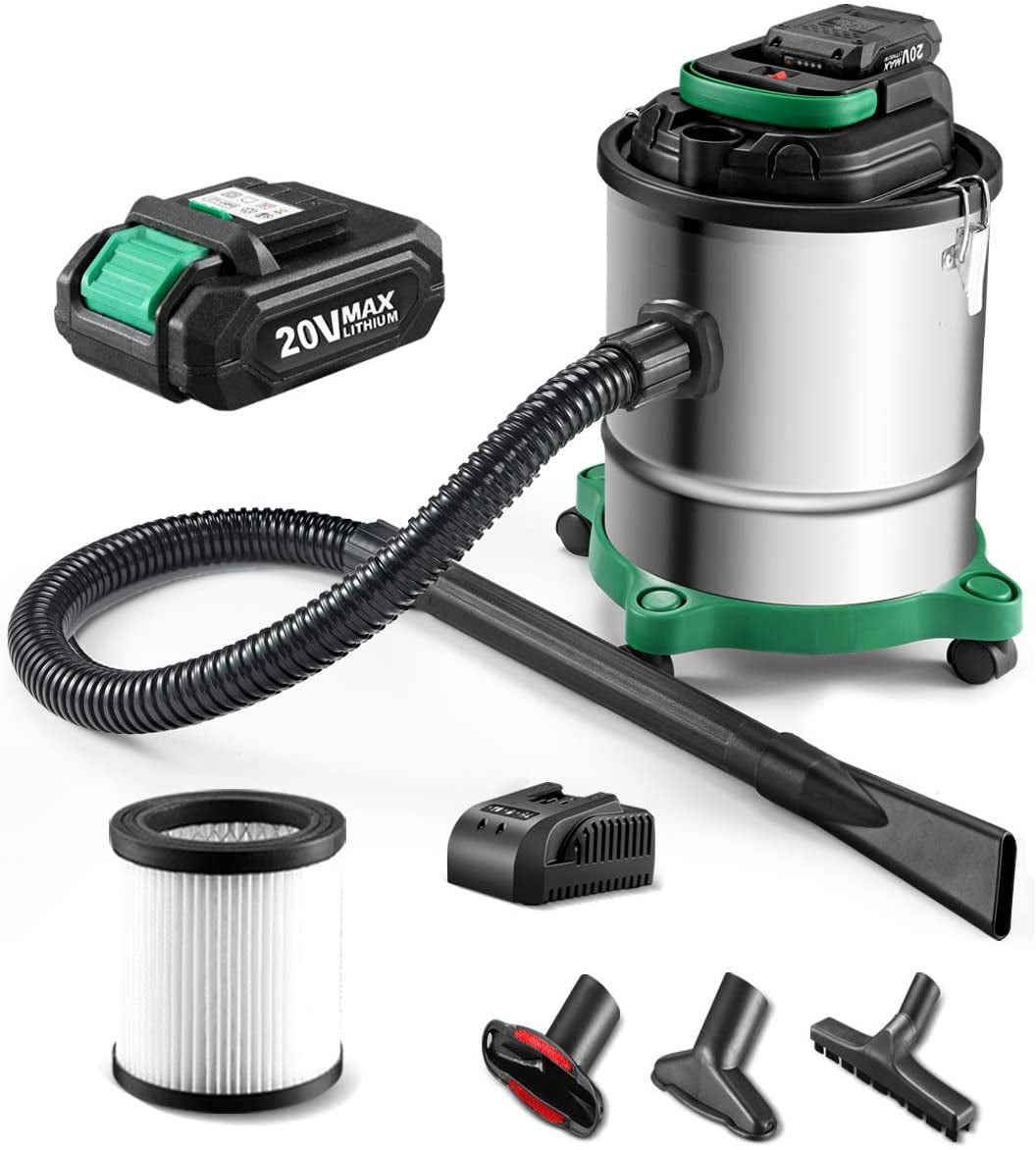 Cordless Ash Vacuum With 3 5 Gallon Portable Vacuum With Metal Lined Hose Motor Filter And Canister Filter For Fireplaces Wood Stoves Ash Collectors And Pellet Stoves Walmart Com Walmart Com