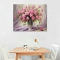 thumbnail image 2 of Creowell Flower in Vase Canvas Wall Art Pink Rose Peony Paintings Mason Jar Flower Picture Pink Floral Artwork Wall Decor for Living Room Rustic Flower Wall Canvas Farmhouse Floral Prints 20x16inch, 2 of 3