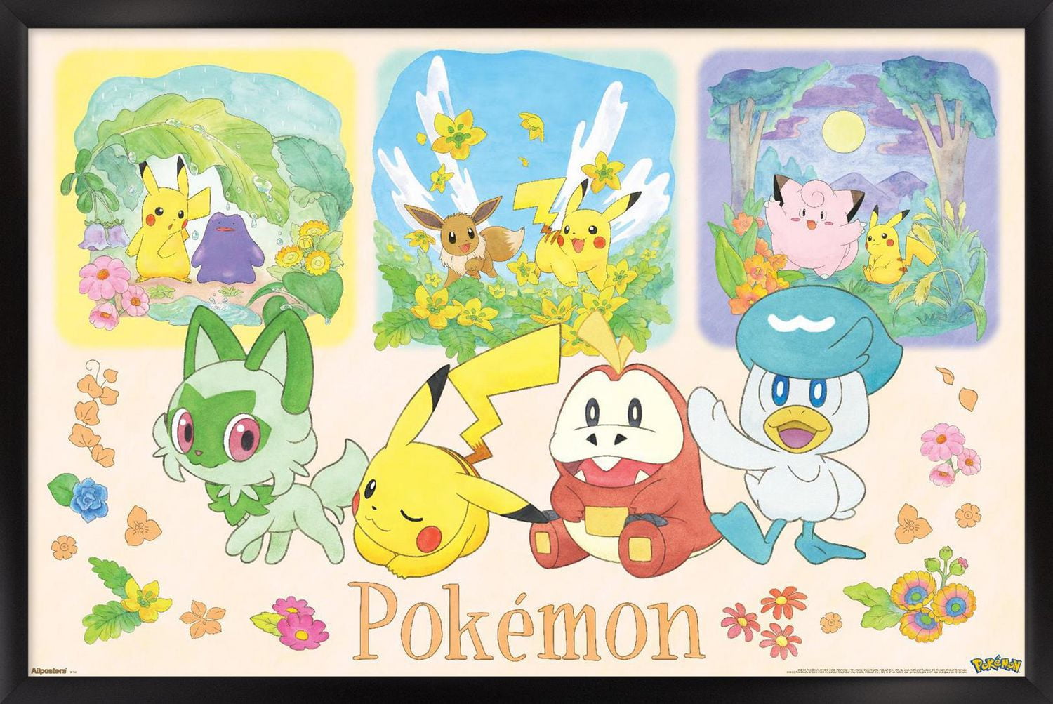 Pokémon: One Scene - Group Wall Poster, 14.725" x 22.375" Framed