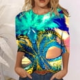 thumbnail image 2 of PMUYBHF T-Shirt Imprimé Joyeuses Fêtes Manches 3/4 Col Rond Blouse 3796 m, 2 of 5