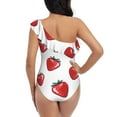 thumbnail image 5 of Haiem Hand Drawn Strawberry Women's One Piece Swimsuits Tummy Control One Shoulder Bathing Suits Ruffle Swimwear-Large, 5 of 8
