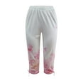 thumbnail image 6 of Feimerou Capri Leggings for Women 2025 Summer Casual Drawstring Capris Pants Cute Printed Soft Strech Beach Cropped Pants, 6 of 7