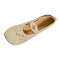 thumbnail image 2 of Domuza Women's Breathable Mesh Slip-On Shoes with Hollow Out Design, 2026 Summer Round Toe Flat Sole for Comfortable Wear Khaki 7（EU-38）, 2 of 3