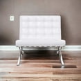 thumbnail image 6 of HomeRoots 520598 32 x 31.5 x 30 in. White & Silver Italian Leather Tufted Lounge Chair, 6 of 9