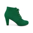 thumbnail image 3 of BLISSFUL STEP St. Patrick's Day Women's Ankle Boots Lace Up Platform Chunky Heel Emerald Green 8, 3 of 7