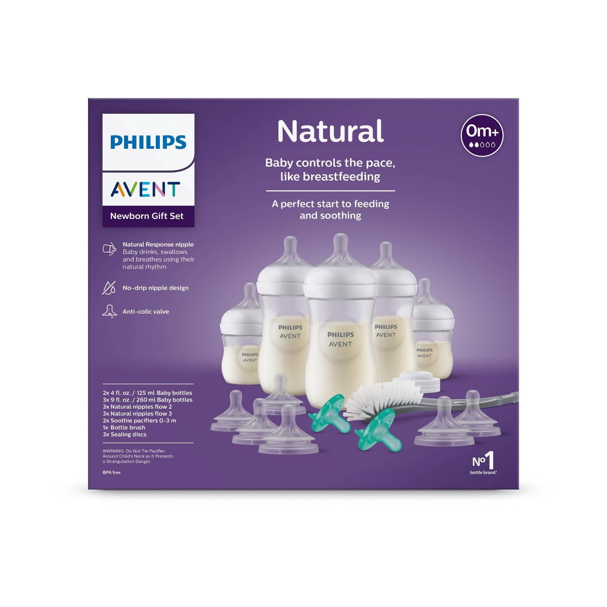 Phillips Avent Baby Bottle with Response Nipple Newborn Gift Set - Clear - 17pc: BPA-Free, Includes Bottle Brush