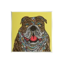 Stupell Industries Smiling Bulldog Bold Creative Mandala Patterns Shapes Graphic Art Unframed Art Print Wall Art, Design by Valentina Harper