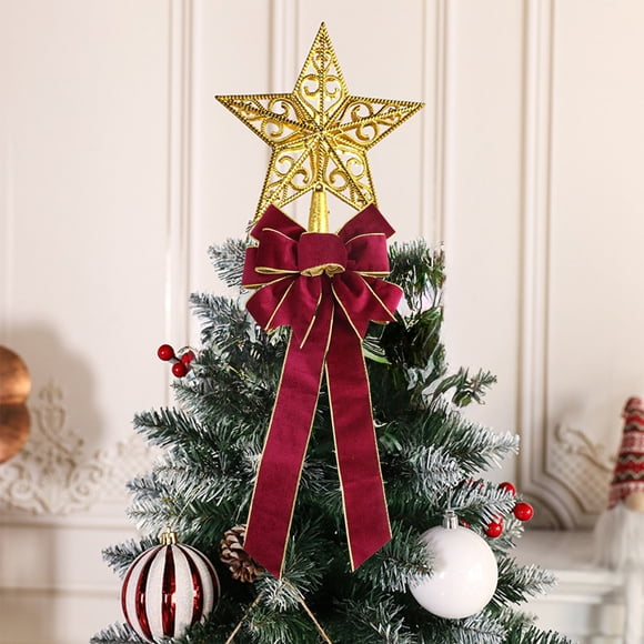 Adorno de lazo de terciopelo de doble capa | Colgante de lazo estampado para árbol de Navidad y decoración del hogar | Decoración navideña para chimenea, corona, guirnalda y envoltorio de regalos