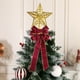 thumbnail image 1 of Double Layer Velvet Christmas Bow Ornament with Golden Embellishments for Holiday Home Decor, 1 of 4