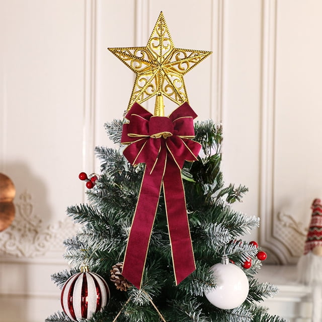 Adorno de lazo de terciopelo de doble capa | Colgante de lazo estampado para árbol de Navidad y decoración del hogar | Decoración navideña para chimenea, corona, guirnalda y envoltorio de regalos