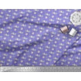 thumbnail image 2 of Soimoi Purple Poly Georgette Fabric Leaves,Floral & Bird Stripe Printed Fabric 1 Yard 42 Inch Wide, 2 of 3