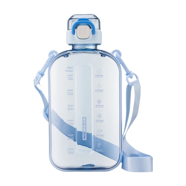 Botella de agua deportiva elegante y multifuncional de 750 ml para correr, hacer senderismo y mantenerse en forma. Azul