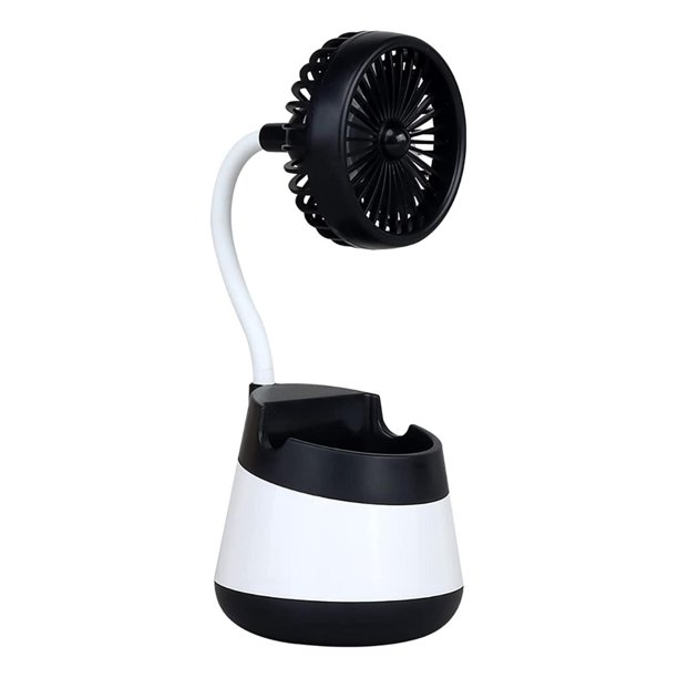 Mini Ventilador Organizador De Escritorio Soporte Celular RegaloMex Negro Chico