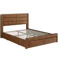 thumbnail image 5 of Yaheetech Upholstered Platform Queen Bed with Drawers and Charging Outlets, Amber Brown, 5 of 8