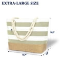 thumbnail image 4 of Oversized Canvas Beach Tote Bag for Women and Girls, Waterproof Sandproof Travel Tote Bag with Wet Pocket, Striped Swim Pool bag Zipper Closure,Canvas+jute Light Green, 4 of 6