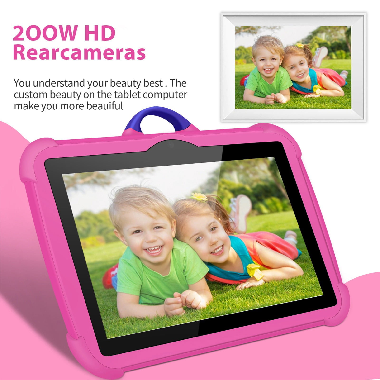 7 Inch Kids Tablet for Children, Android 7.1, WiFi Bluetooth, 1GB RAM 16GB ROM, 128GB Expand, Parental Control, Early Education Learning Gift with Protective Case
