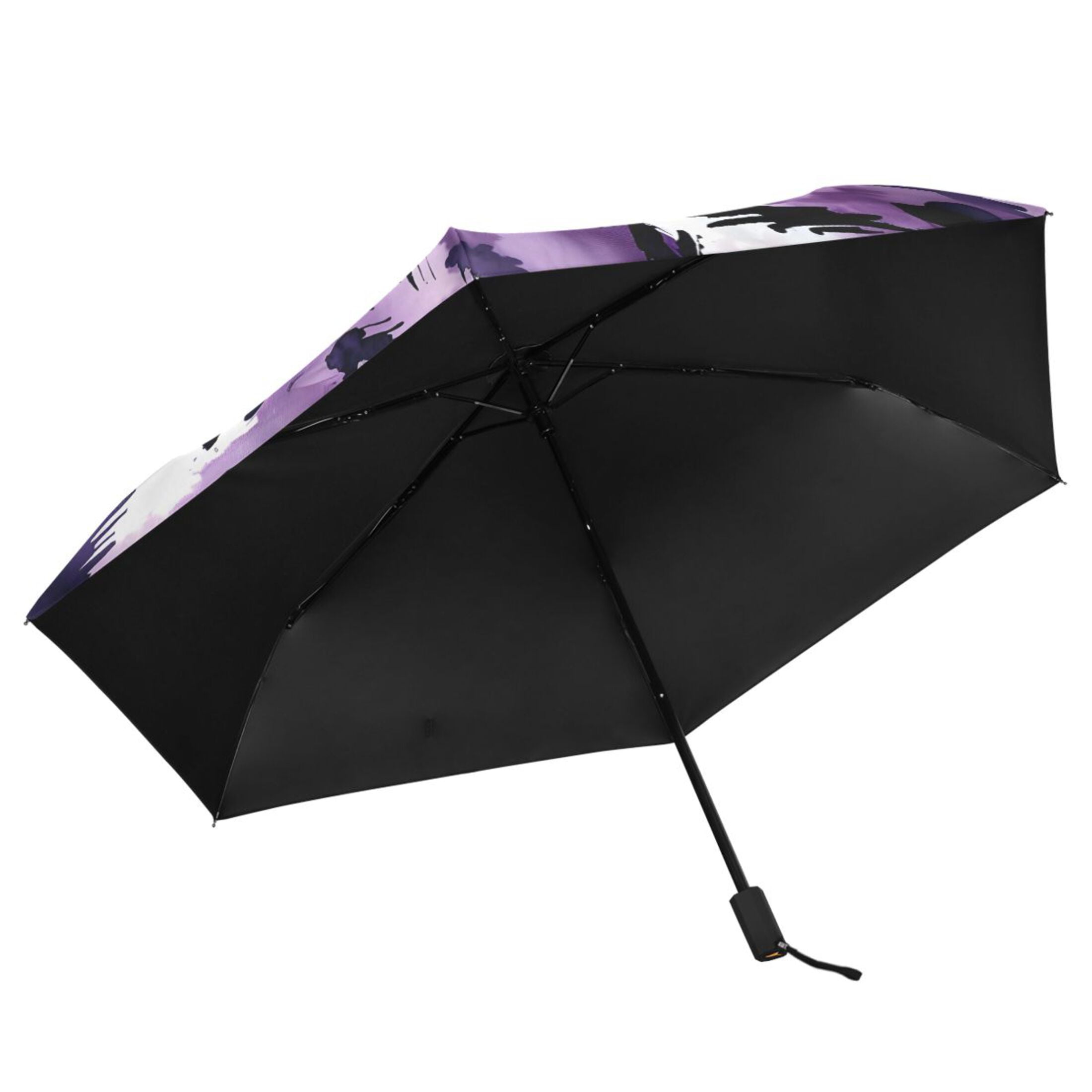 ALAZA Purple Leopard UPF 50+ Compact Folding Umbrella for Rain Travel Umbrella Packable