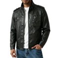 thumbnail image 2 of WIZUTIZ Men's Leather Jacket Solid Color Motorcycle Vintage Zipper Pocket Long Sleeve Hoodless PU Coat for Winter Casual Daily Outdoor Mens Fashion, 2 of 9