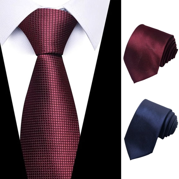 dgysar Men's Silk Plaid Tie, Professional Business Necktie for Formal Occasions, Weddings and Parties Dark Blue