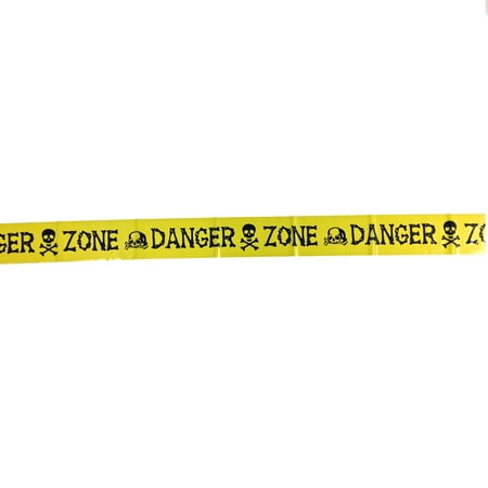 No Work Zone Party Tape - Yellow Danger Zone Skulls Halloween Banner Tape Party Decoration 30 Feet Long