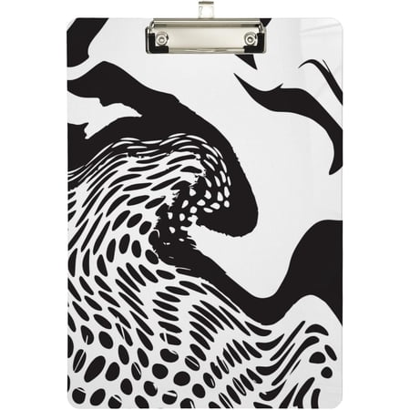 Wellsay Clipboard for Classrooms Office Black and White Animal Print Plastic Clipboard Standard Letter Size A4 Clipboard with Low Profile Metal Clip Decorative Clip Boards for Teachers