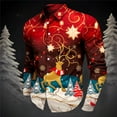 thumbnail image 2 of Men Shirts Mens Christmas Santa Digital 3D Printed Button Lapel Long Sleeve Shirt Top Stylish Comfortable Casual Wear for Holidays Parties, 2 of 4