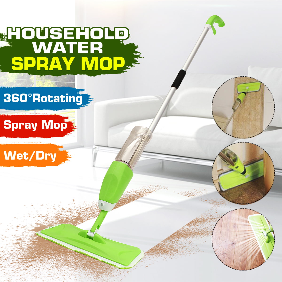 Spray Floor Mop Water Spraying Floor Cleaner Includes 1 Microfibre Pad 