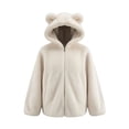 thumbnail image 2 of Zynoxe Womens Hooded Jacket Winter Windproof Soft Thick Fluffy Sherpa Outerwear Jackets with Pockets Warm Loose Zip Up Cute Casual Jackets White S, 2 of 5