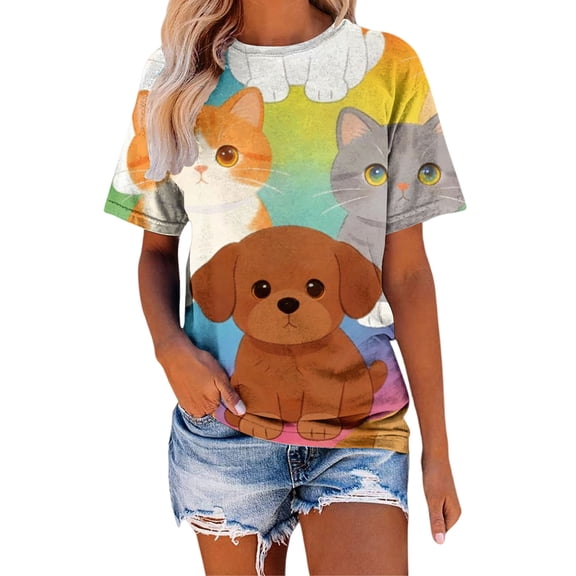MEICHEN Spring Cute Animal Print Casual and Comfortable Women's Blouse Summer T Shirts for Women