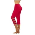 thumbnail image 2 of gbyLJF Women's Yoga Pants High Waist Solid Color Tight Fit Ankle Cutout Workout Leggings Casual Sports Fitness Cropped Pants, 2 of 7