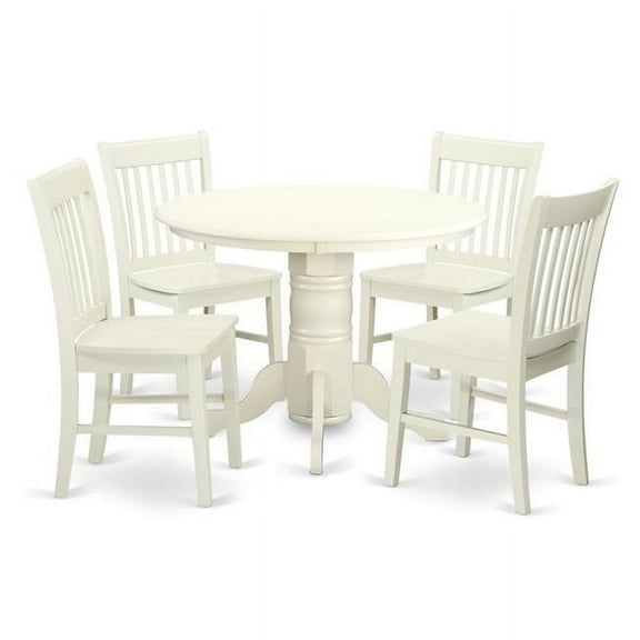 East West Furniture Dining Room Set Linen White, SHNO5-LWH-W