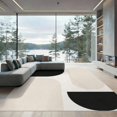 thumbnail image 2 of ODIKA 8'x10' Washable Area Rug Non-Shedding, Easy Care, Black Beige Geometric Abstract Design Elegant Contrast with Minimalist Curves for King Size Bedroom Under Bed, Master Suite, 2 of 7