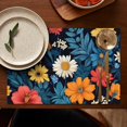 thumbnail image 4 of Pioneer Flower Floral Print Pattern Summer Placemats Table Placemats Set Of 6-Linen Kitchen Washable Placemats Table Mats 12x18 Inch Non-Slip Heat Resistant, 4 of 5