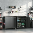 thumbnail image 5 of Firstsky Metal Garage Storage Cabinet with Wheels, Adjustable Rolling Tool Storage Cabinet with Lock, 34" Steel Locking Tool Cabinet with Doors and Shelves（Black）, 5 of 8